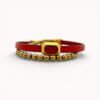 Red natural leather bracelet with hematite