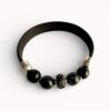 Black marble and shungite leather bracelet 