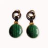 Green stabilized malachite and hematite hoop earrings