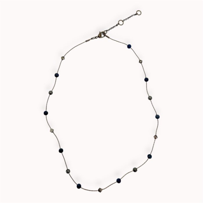 Minimalistic Swarovski crystals, lazurite and hematite necklace