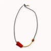 Minimalistic hematite and coral necklace