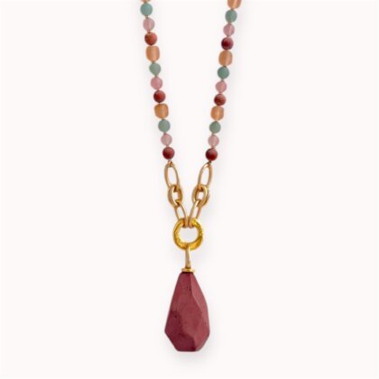 Colourful natural stones necklace with pendant