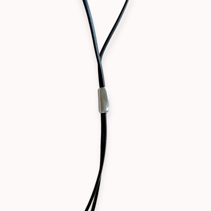 Black natural leather necklace