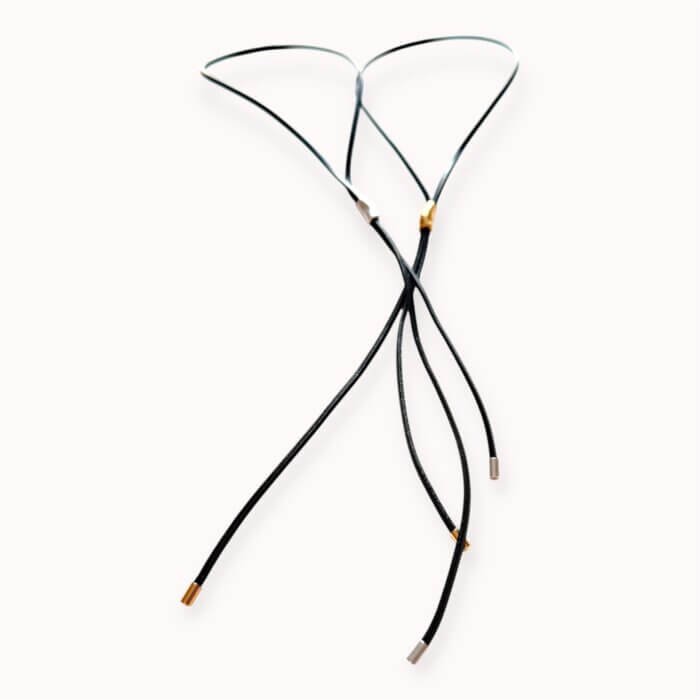 Black natural leather necklace