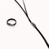 Black natural leather necklace and ring set