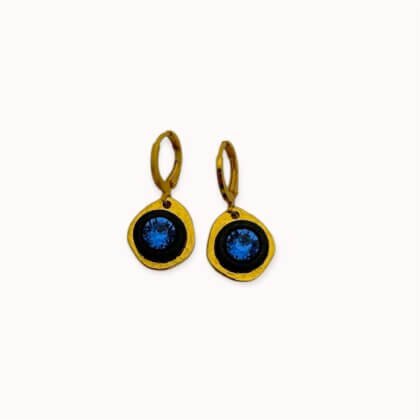 Blue gold plated drop earrings