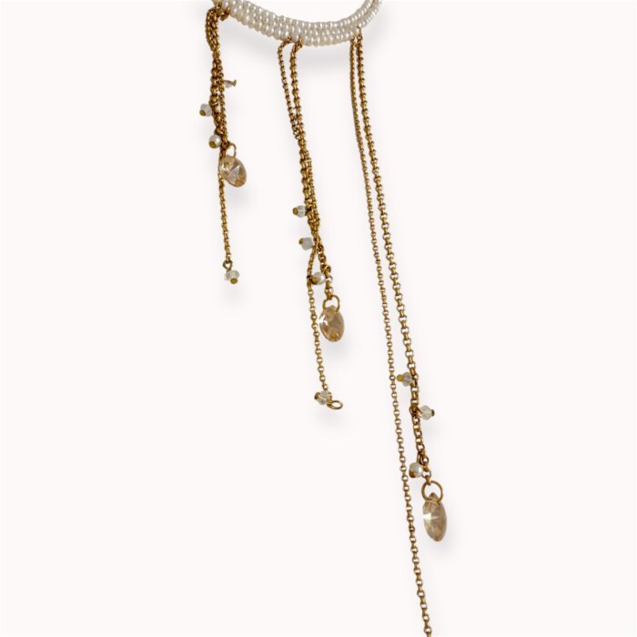 White pearls wrap necklace