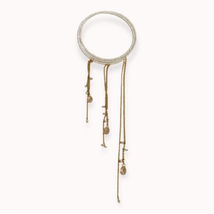 White pearls wrap necklace