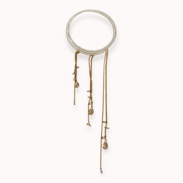 White pearls wrap necklace