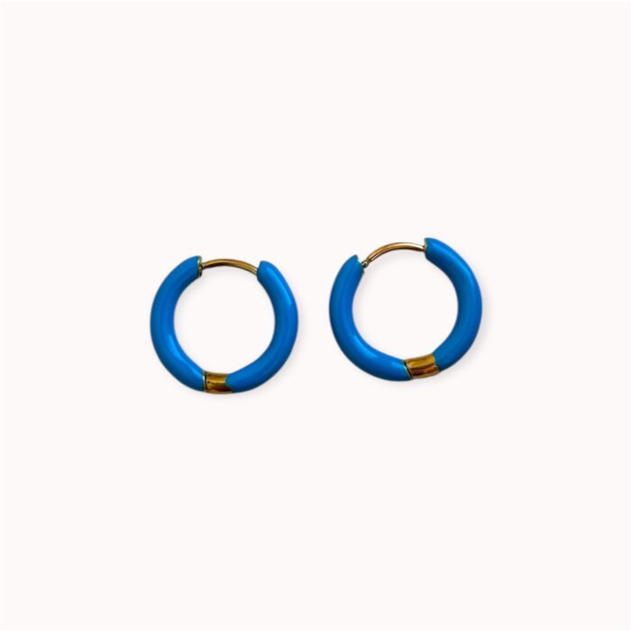 Blue small hoop earrings