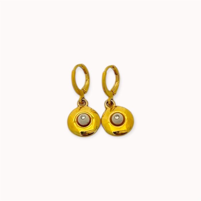 Balti auksuoti kabantys auskarai