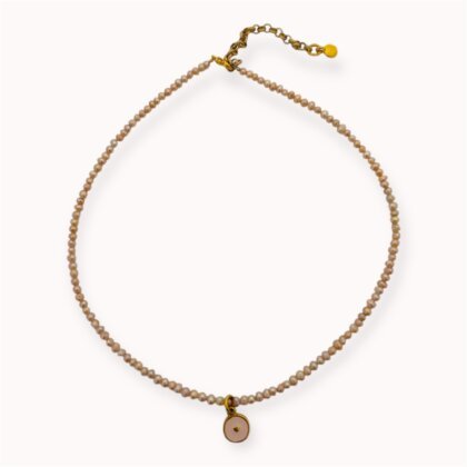 Pink pearl necklace with heart pendant