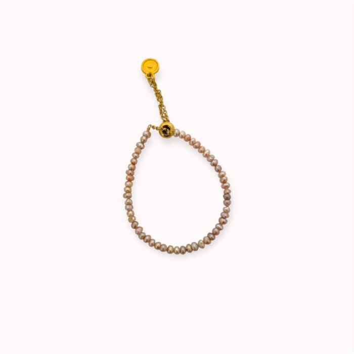 Rožinė perlų apyrankė su širdelės pakabuku