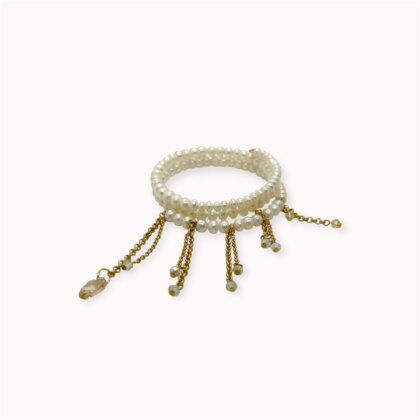 White pearls wrap bracelet
