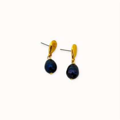 Blue pearl earrings