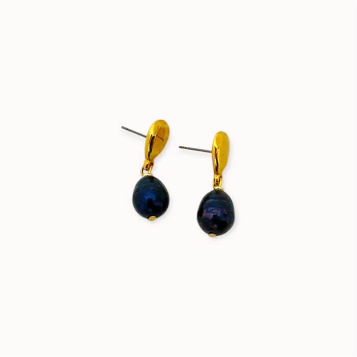 Blue pearl earrings