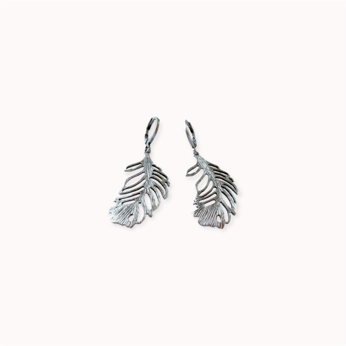 Silver plated feather earrings
