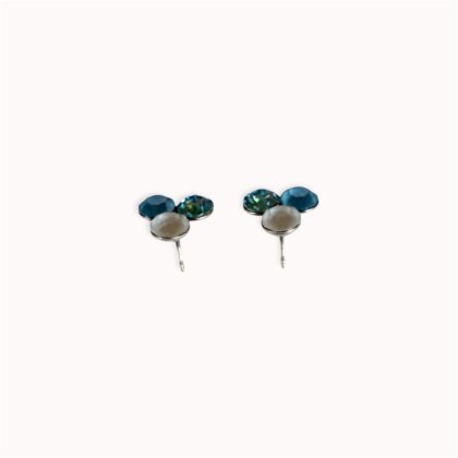 Blue triple stud earrings