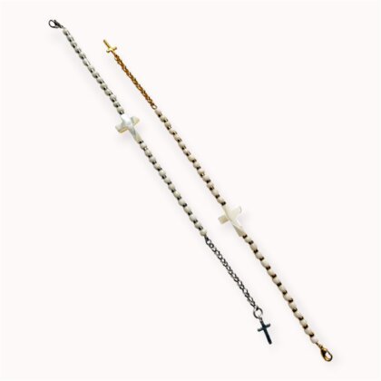 White bracelet with shell cross
