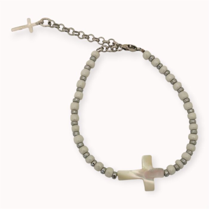 white bracelet White bracelet with shell cross