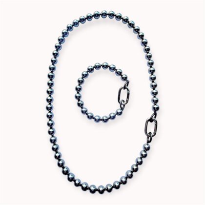 Set of hematite bracelet and necklace