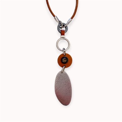 Brown natural leather pendant