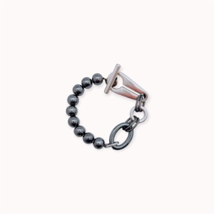 Hematite and Silver Plated Brass bracelet