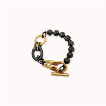 Hematite and Gold Plated Brass bracelet