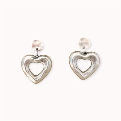 Big heart earrings silver plated