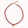 Red coral necklace with heart pendant