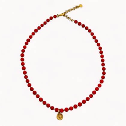 Red coral necklace with heart pendant