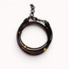 Red and orange natural leather triple bracelet