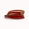 Red and orange natural leather triple bracelet