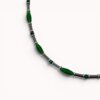 Minimalistic hematite, indian glass and malachite necklace