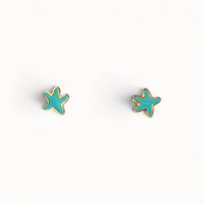blue starfish stud earrings