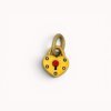 Gold plated heart lock charm with red Swarovski crystal