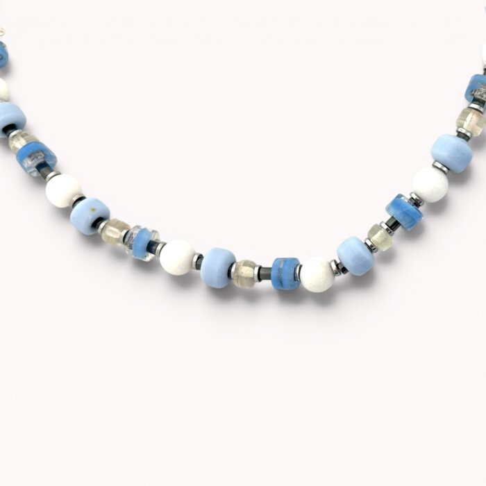 ceramic necklace Melynas ir baltas verinys