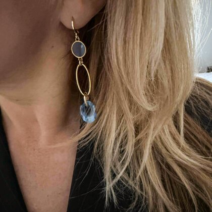 Mėlyni asimetriški auskarai