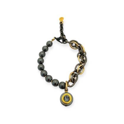 Hematite bracelet with swarovski crystal pendant