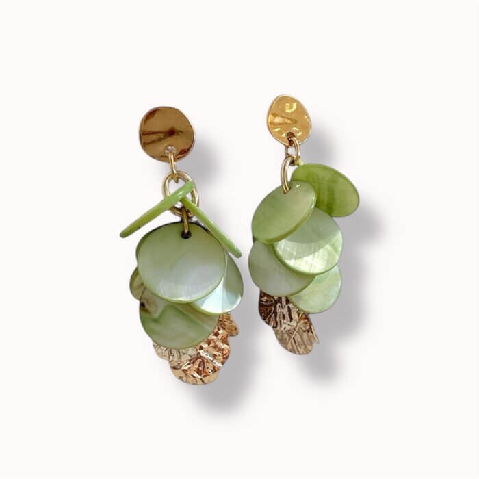 Green shell earrings