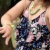 vasariška apyrankė Žalia išskirtinė apyrankė su hovlitu, Swarovski perlais, daužtu kristalu ir kriaukle